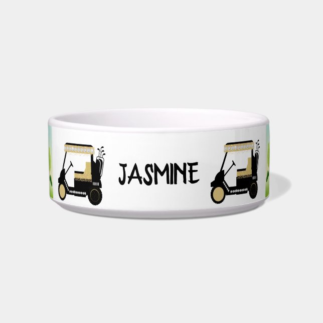 Fun Golf Theme Personalized Name Pet  Bowl (Front)
