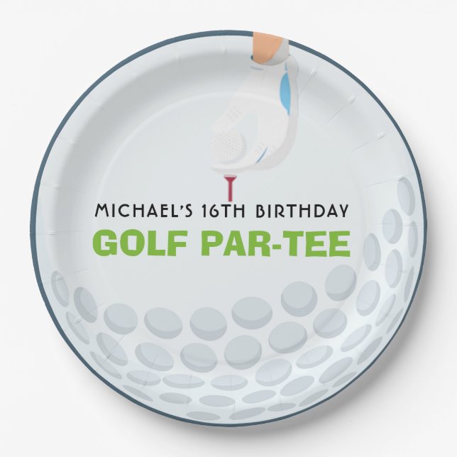Fun Golf-Themed Birthday Party Paper Plates (Front)