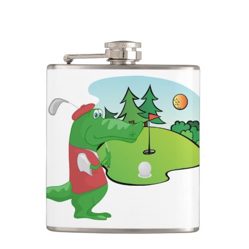 Fun Golf Vinyl Wrapped Flask with Alligator
