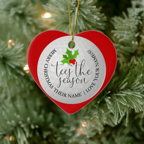 Fun Golfer Christmas Golf Gift Tees The Season  Ceramic Ornament