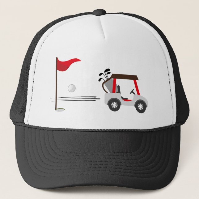 Fun Golfer Golfing Golf Cart Ball Trucker Hat (Front)