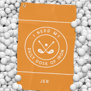 Fun Golfer Humor Golf Iron Sports Equipment Orange Golf Towel