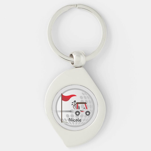 Fun Golfing Golf Cart Ball for Golfers Keychain (Front)