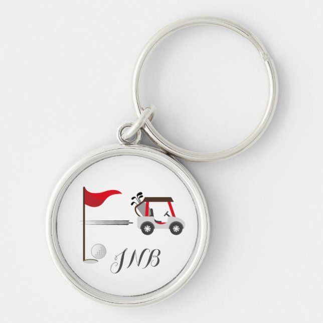 Fun Golfing Golf Cart Ball for Golfers Monogram Keychain (Front)