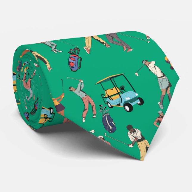 Fun golfing images for that golf enthusiast neck tie (Rolled)