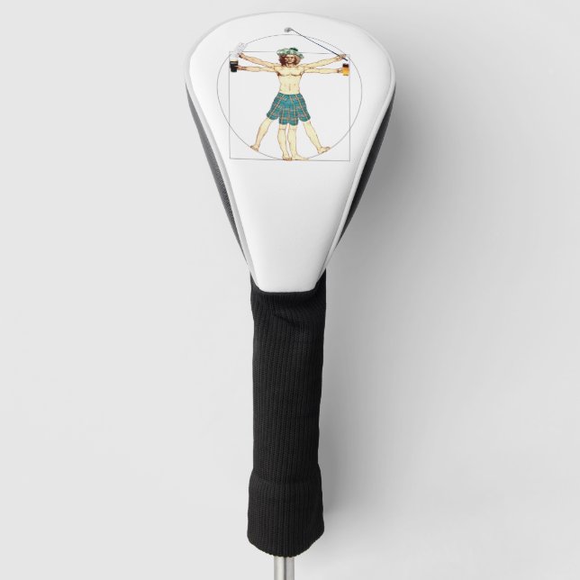 Fun golfing Vitruvian Man by Leonardo Da Vinci Golf Head Cover (Front)
