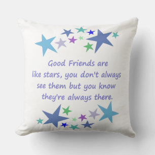 Fun Good Friends are Like Stars Quote in Blues Throw Pillow