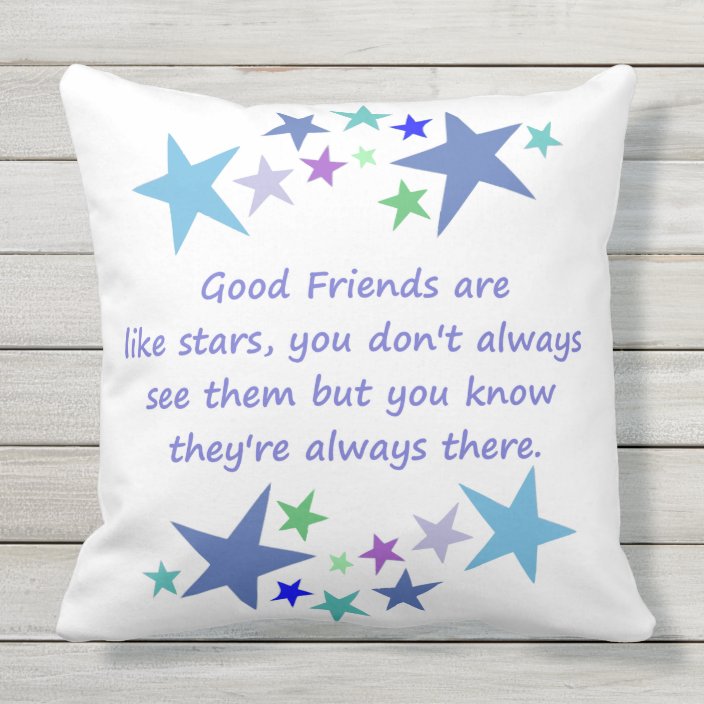 Fun Good Friends Are Like Stars Quote In Blues Throw Pillow Zazzle