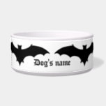 Fun Gothic Halloween black bats large Bowl<br><div class="desc">Cute Halloween black bat silhouettes surround a dog food bowl that you can personalize with your dog's name.</div>