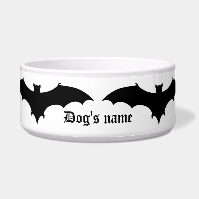 Fun Gothic Halloween black bats large Bowl (Front)