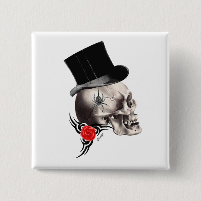 Fun Gothic skull  tattoo style Button (Front)