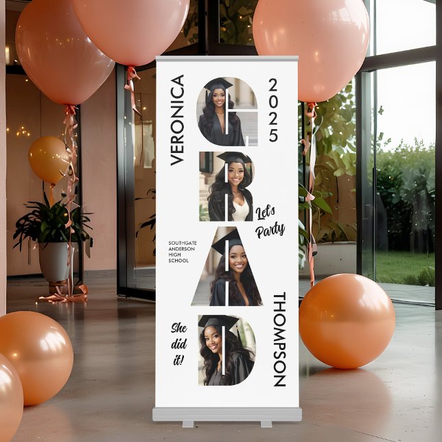Fun Grad Photo Retractable Banner (GRAD Graduation PArty Photo Banner)