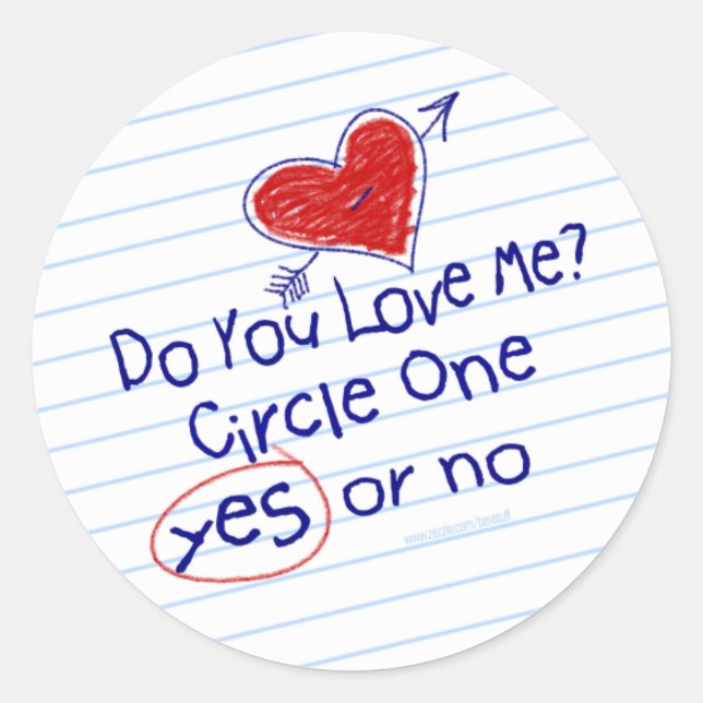 Fun Grade School Love Note Sticker | Round (Front)