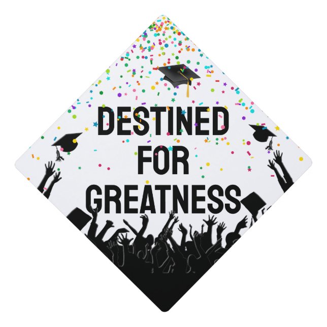 Fun Graduate Text with Confetti Graduation Cap Topper (Front)