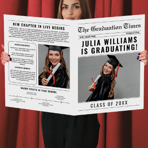 Fun Graduation 2026 Photo Prop Newspaper Card