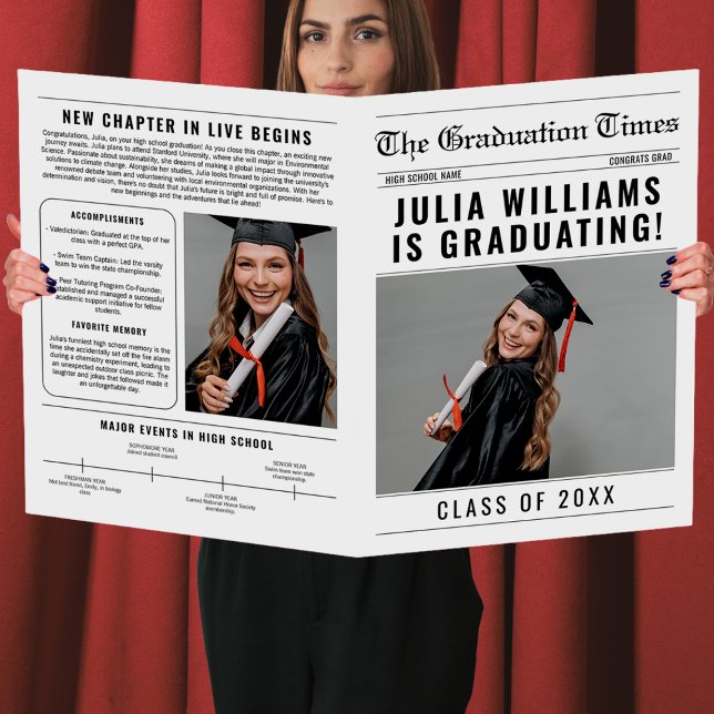 Fun Graduation 2026 Photo Prop Newspaper Card (Fun Graduation Photo Prop Newspaper Card)