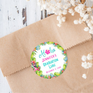 Fun Graduation Aloha Tropical Classic Round Sticker