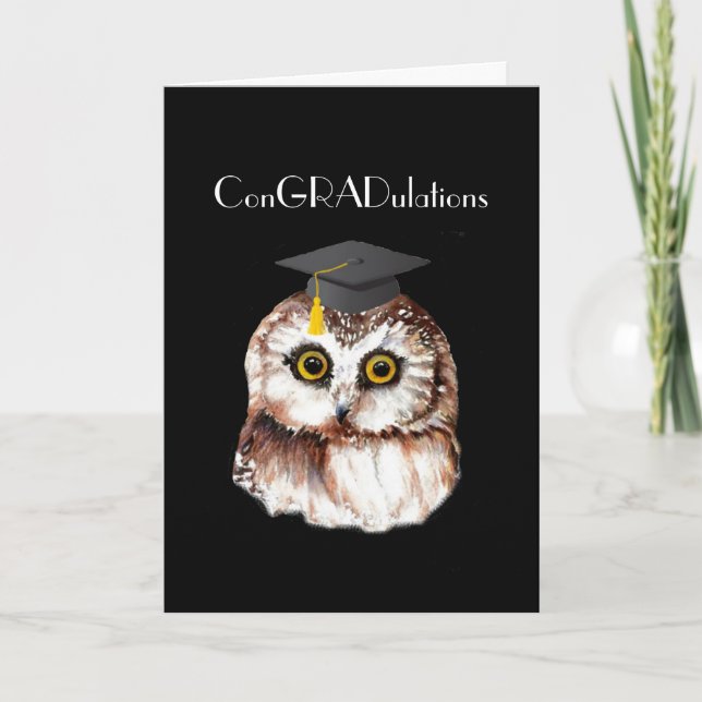 Fun Graduation Congratulations Cute Wise Owl Humor Card (Front)