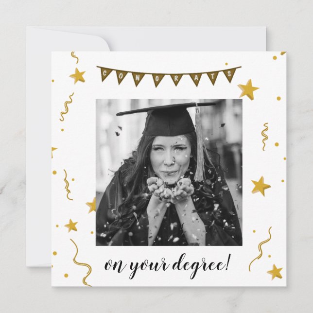 fun graduation congratulations photo stars  card (Front)