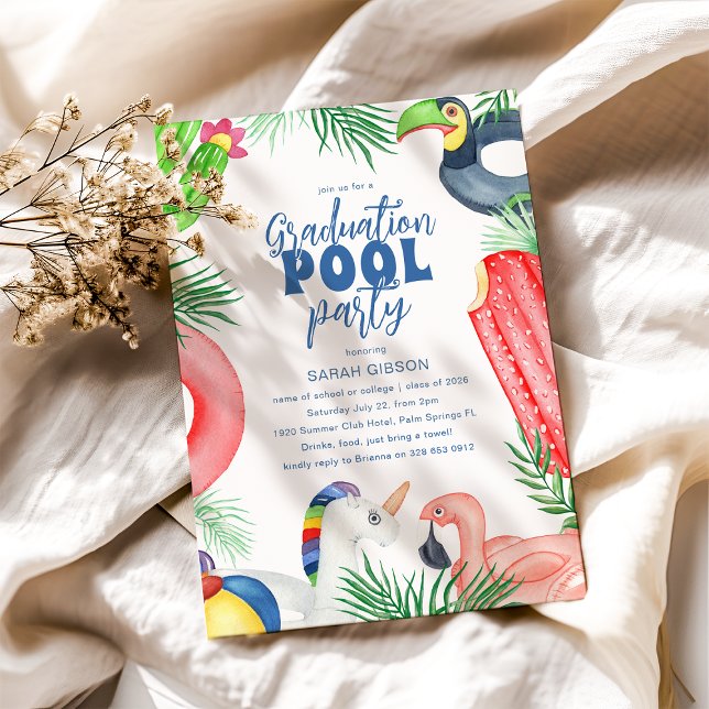 Fun Graduation Pool Party Invitation (Creator Uploaded)