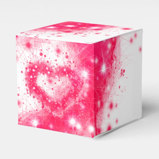 Fun Graffiti spray paint pink sparkling heart  Favor Boxes (Front Side)