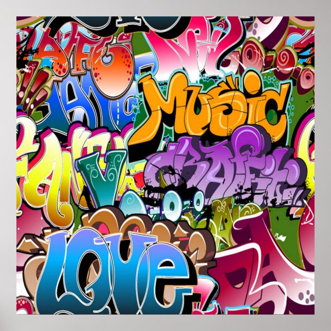 Fun Graffiti word art home decor poster (Front)