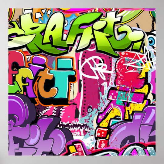 Fun Graffiti word art home office decor poster | Zazzle.com
