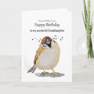 Fun Granddaughter Happy Birthday Sparrow Bird Card
