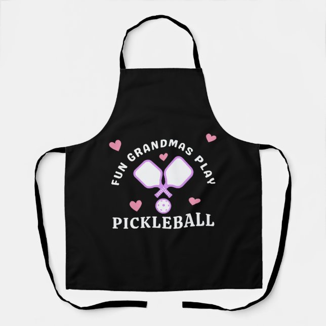 Fun Grandmas Play Pickleball Apron (Front)
