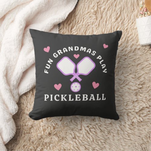 Fun Grandmas Play Pickleball Funny Throw Pillow