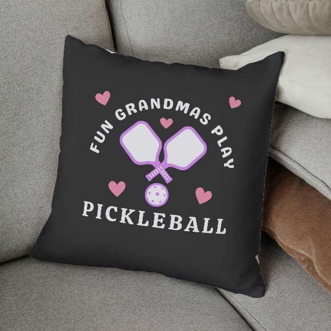 Fun Grandmas Play Pickleball Funny Throw Pillow (Creator Uploaded)