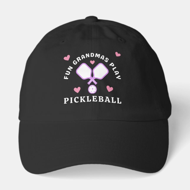 Fun Grandmas Play Pickleball Hat (Front)