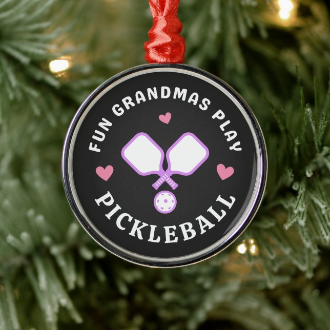 Fun Grandmas Play Pickleball Metal Ornament (Tree)