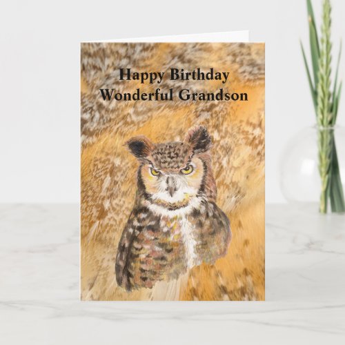 Fun Grandson the Best Birthday Owl Card