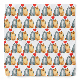 Fun Graphic Art Cats In Love Cute Pet Animals Bandana