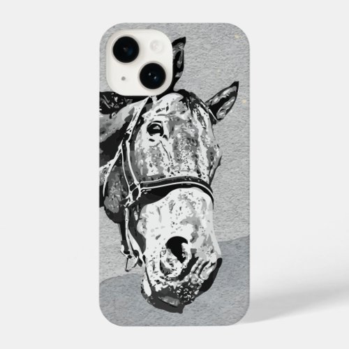 Fun Graphic Art Horse Curious looking at You iPhone 14 Case