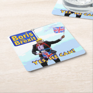 Fun graphic Boris Johnson Brexit from Europe image Square Paper Coaster