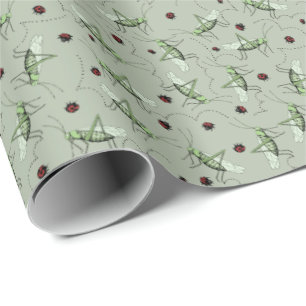 Fun Grasshopper Bug Bonanza Elegant Sage Gardener Wrapping Paper