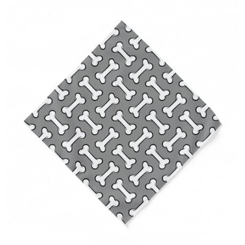 Fun Gray and White Bones Pattern Dog Bandana