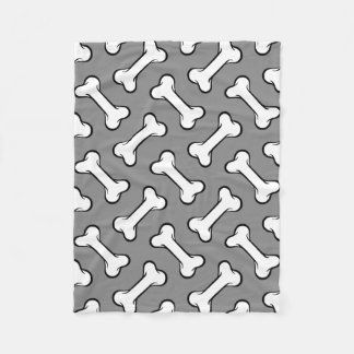 Fun Gray and White Bones Pattern Dog Blanket