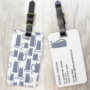 Fun Gray Cat Luggage Tag