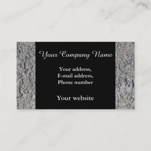 Fun gray faux rough concrete business card (Front)