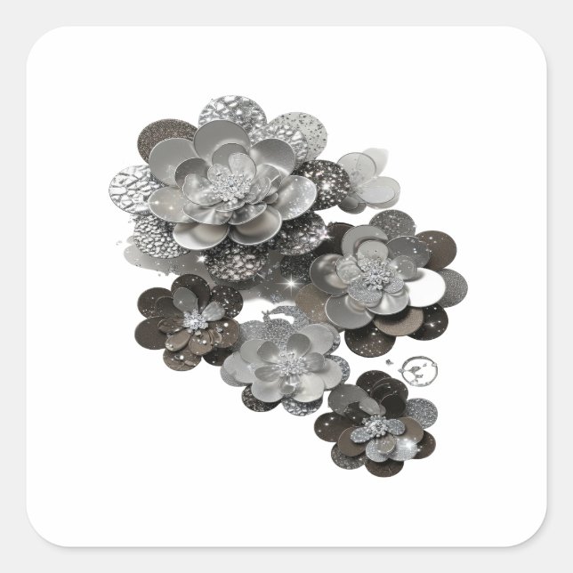 Fun Gray FLORAL Sticker Design (Front)
