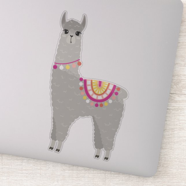 Fun Gray Llama Sticker (Detail)
