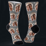 Fun Gray Newlyweds Photo Pattern Socks<br><div class="desc">These fun gray newlyweds photo pattern wedding dress or casual socks feature the couple's photo and white hearts in an offset pattern and their names and wedding date! These are perfect for the groom as he walks down the aisle, as a gift for the bride, as a bridal party favor,...</div>