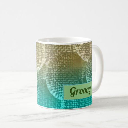 Fun Green and Yellow Disco Balls Pattern Coffee Mug