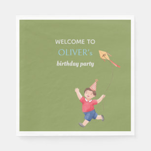 Fun Green Birthday Kids Boy Garden Picnic Napkins