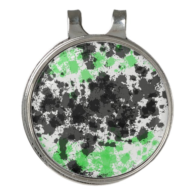 Fun Green Black Paint Splat  Golf Hat Clip (Front)