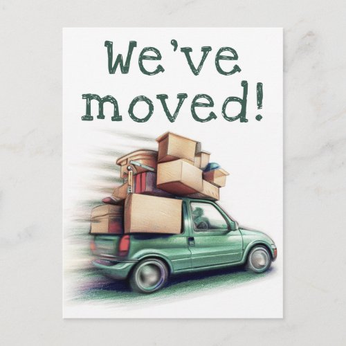 Fun Green Car New Address Weve moved Announcement Postcard