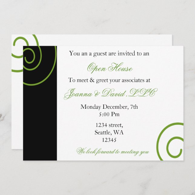 Fun Green Corporate party Invitation (Front/Back)